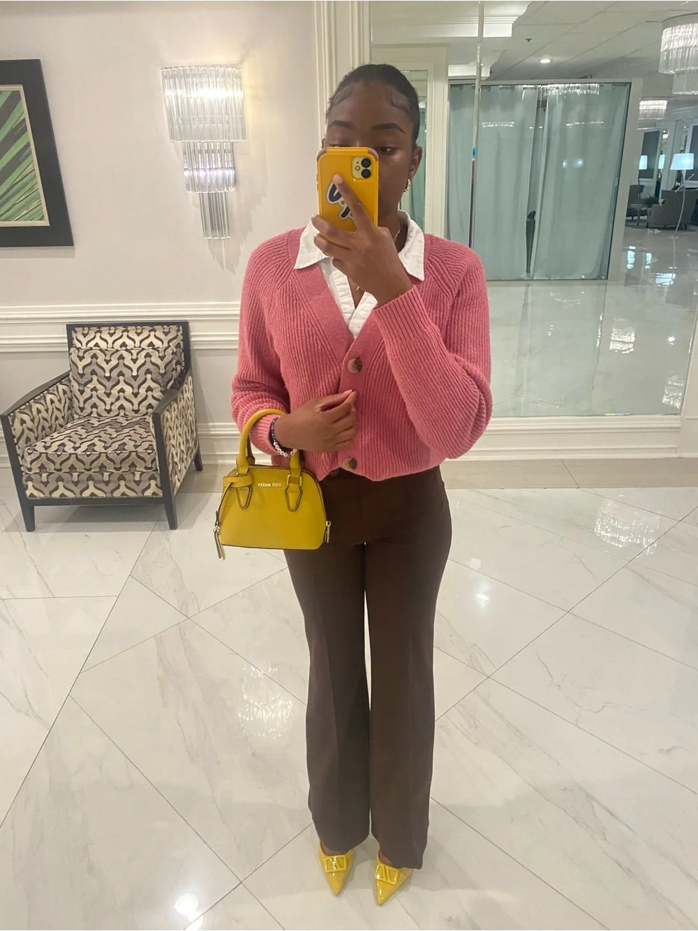 Yellow Pointed-Toe Slingback Heels